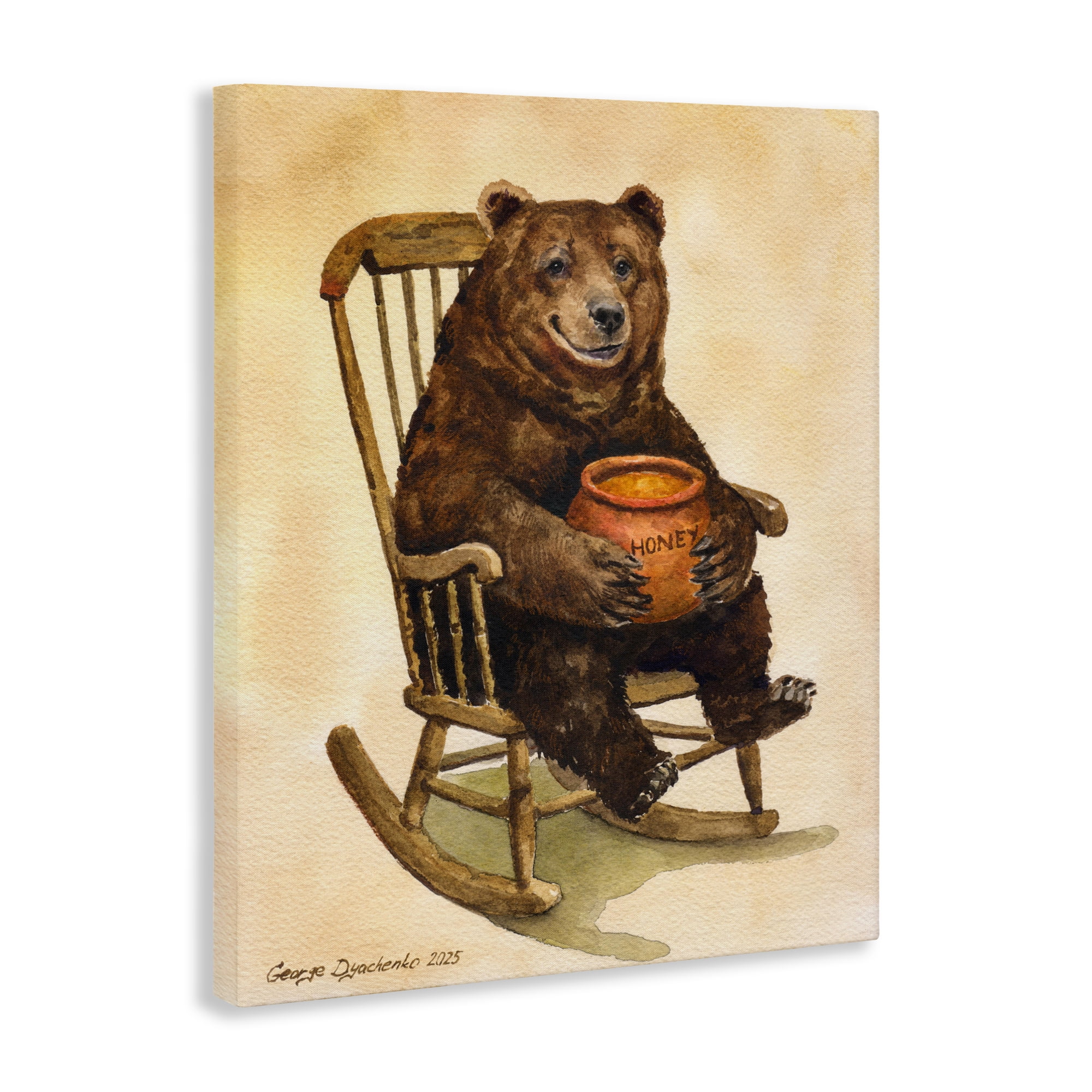 Stupell Industries Happy Bear & Pot of Honey Canvas Wall Art, design by George Dyachenko