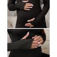 thumbnail image 2 of DARING DIVA Women's Maternity Stretchy Fitted Crew Neck Long Sleeve Tops M Black, 2 of 8