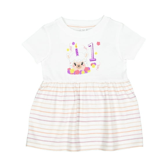 Inktastic First Birthday Cute Llama Cake Girls Baby Dress