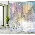 thumbnail image 5 of Ambesonne Eiffel Shower Curtain, Winter Day at Paris, 69"Wx70"L, Pink White, 5 of 5