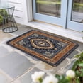 thumbnail image 2 of Blue Burnt Orange Boho Doormat Outdoor Entrance 24"x36", Antique Southwestern Tribal Absorb Moisture Dirt Door Mats, Non-Slip Rubber Backing Floor Mats Indoor, Low-Profile Front Door Rugs, 2 of 9