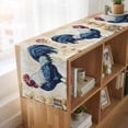 thumbnail image 6 of Blue Vintage Rooster 72 Inch Table Runner, Pastoral Elegant Animals Watercolor Farmhouse Dresser Scarf Cotton & Linen Tablerunner for Dining/Kitchen Island/Holiday Party Décor 13" x 72", 6 of 9