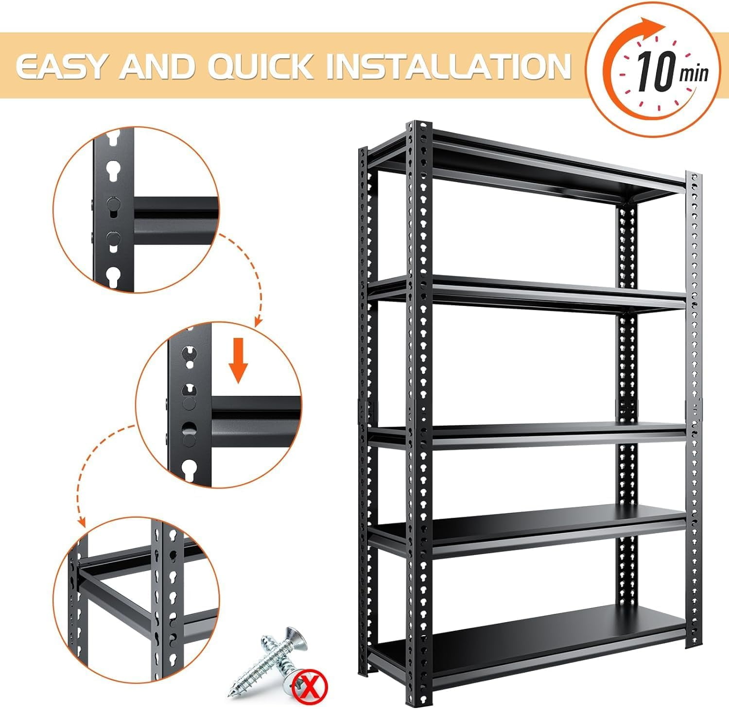 Lilypelle Adjustable Shelving Unit, 72"H Heavy Duty Shelving Utility Rack for Office Kitchen Pantry Closet Garage Basement ，1100 lbs Capacity, 2 Packs