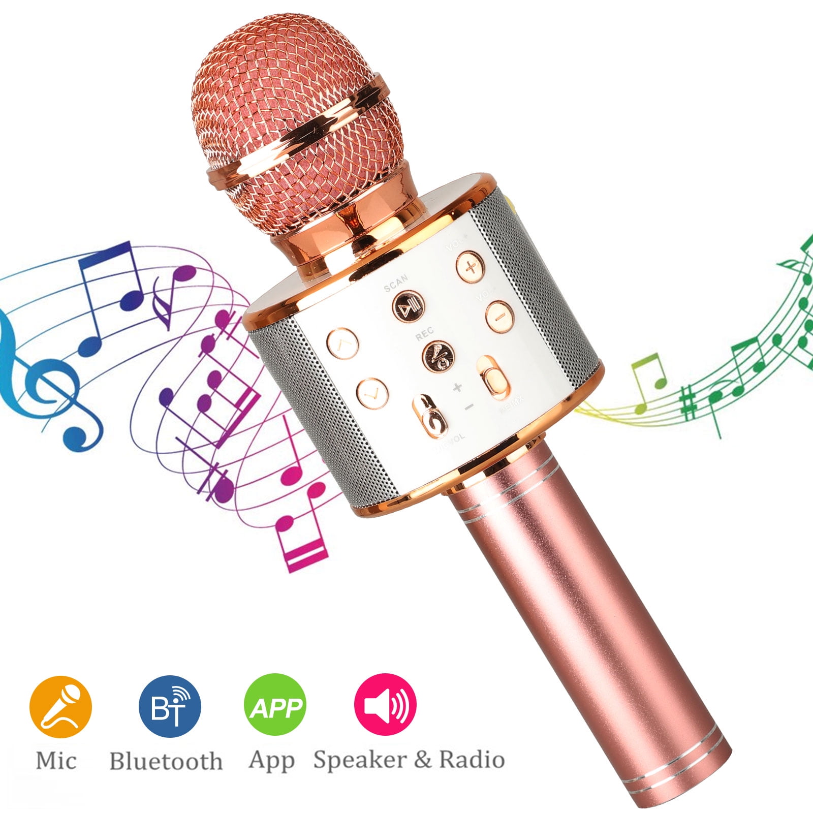 Rose Golden Wireless Bluetooth Microphone Audio Mobile Phone Karaoke Microphone Microphones 