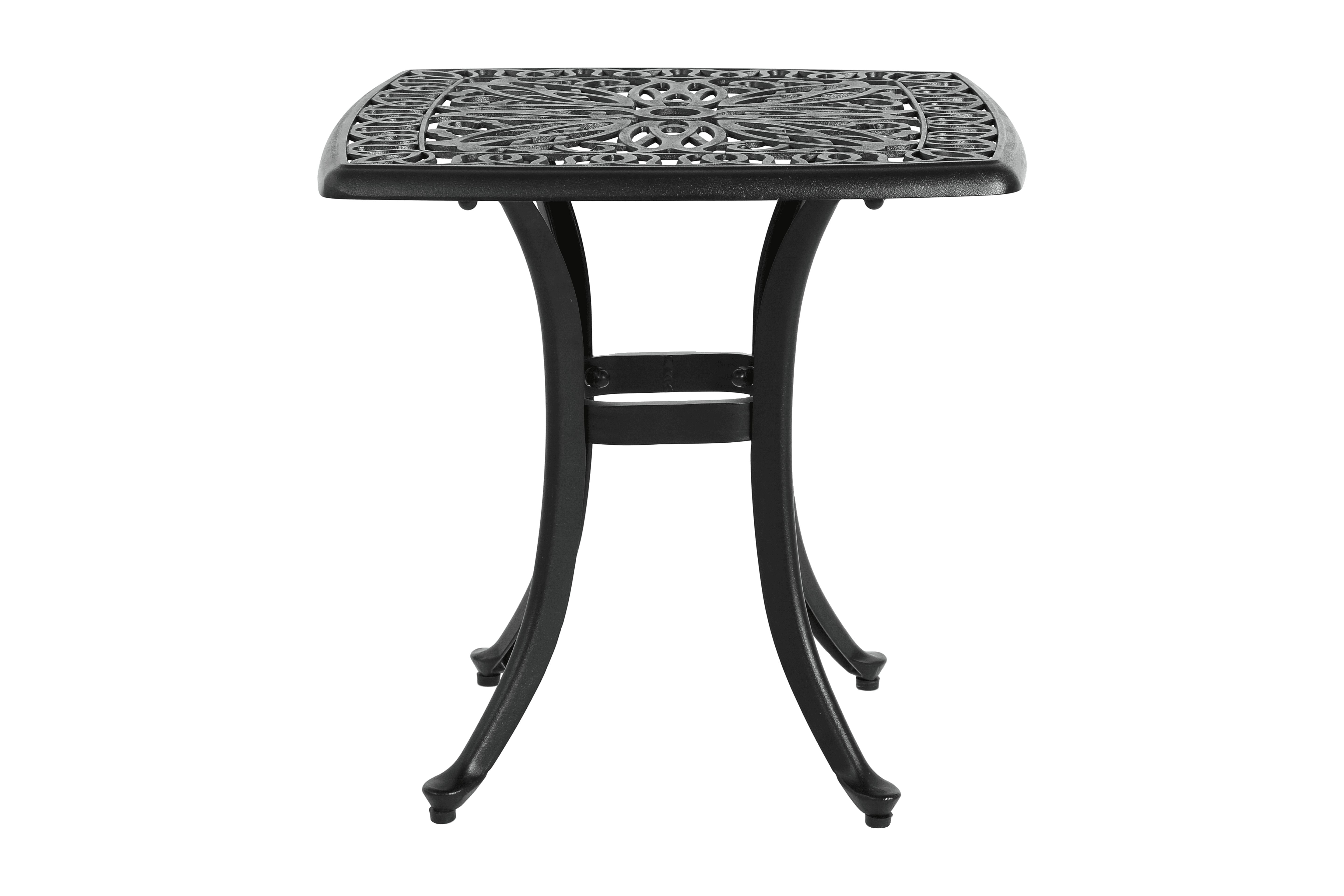Cast Aluminum Bistro Set of 3 with Cushions, 2 Chairs and 1 Round Table for Patio and Balcony, Black