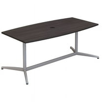 Bush Business Furniture 72W x 36D Boat Shaped Conference Table with Metal Base in Storm Gray
