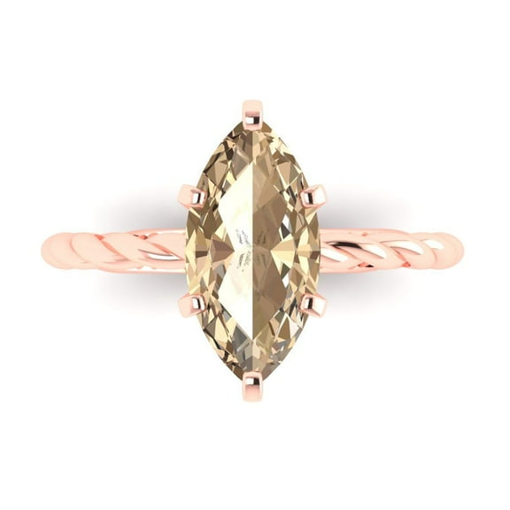 Clara Pucci 14K Rose Gold 2ct YellowMoissanite Solitaire Ring for Women