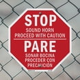 thumbnail image 5 of Stopsound Horn Proceed with Caution Pare Sonar Bocina Proceder Con Precaución 6 inch X 6 inch Octagon Plastic Sign Weather Resistant, UV Protected for Workplace, Made in the USA, 5 of 7