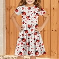 thumbnail image 2 of Pounoo New Dresses For Kids Leisure Print Short Sleeve Casual Dresses Round Neck Knee Length Dress Lightweight Dresses For Girls 10-12, 2 of 5