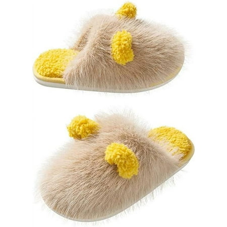 

CoCopeaunts Fuzzy Plush Warm Slippers for Women Winter Woolen Cute House Shoes Comfy Memory Foam Anti-skid Indoor Slipper for Men