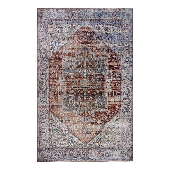 L'Baiet Sasha Coral Distressed Washable 8 ft. x 10 ft. Fabric Area Rug