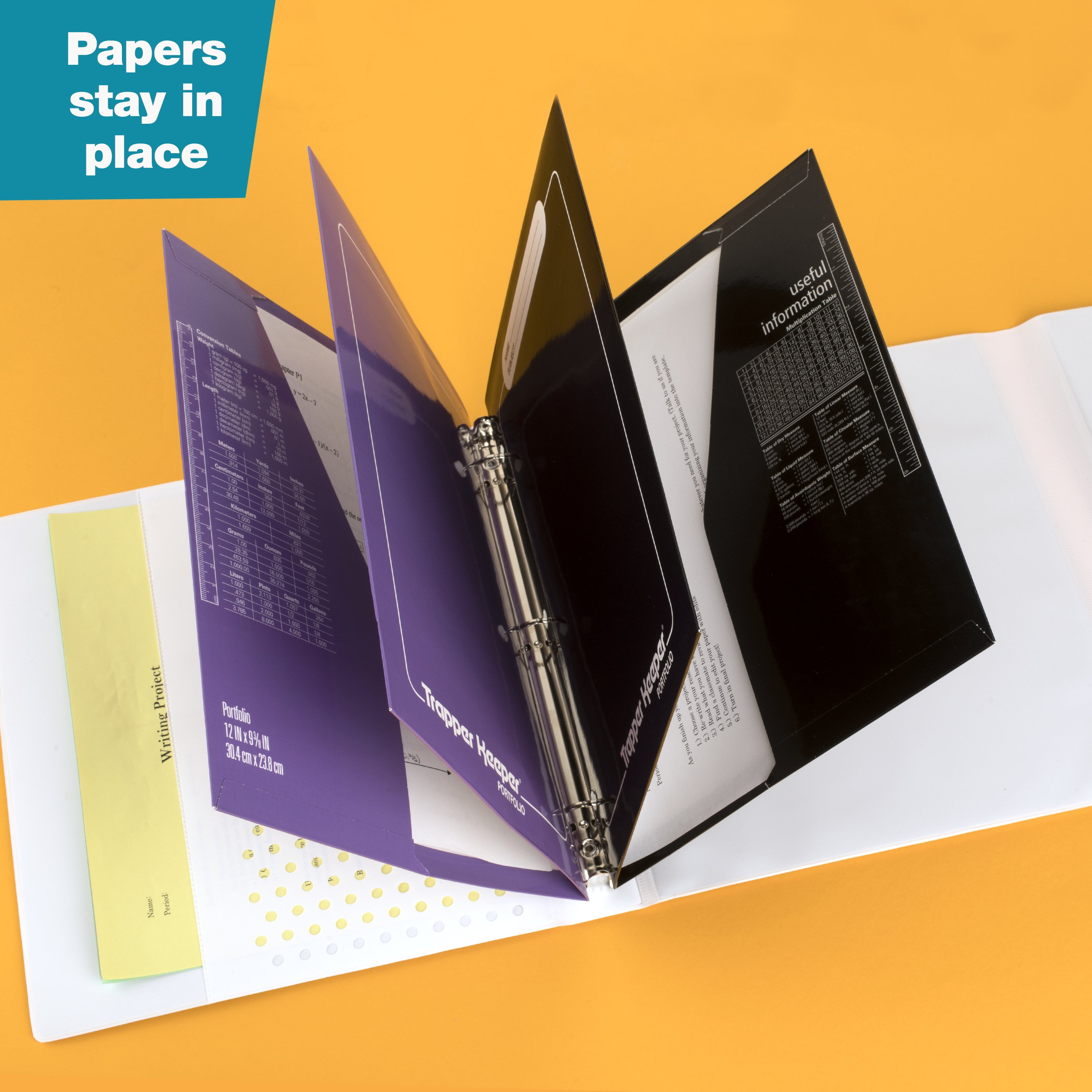 Mead - - Mead Trapper Keeper Binder, Retro Design, 1 Inch Binder With Folders And Pockets, Holds 8-1/2" X 11" Paper, Colorblock (260038FN-ECM