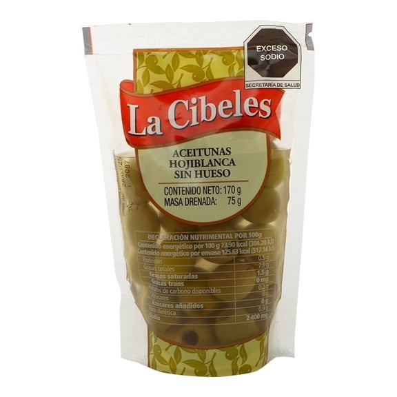 Aceitunas verdes Cibeles hojiblanca sin hueso 170 g
