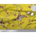 thumbnail image 2 of Soimoi Yellow polyester Crepe Fabric Dry Leaves & American Goldfinch Bird Print Sewing Fabric BTY 42 Inch Wide, 2 of 2