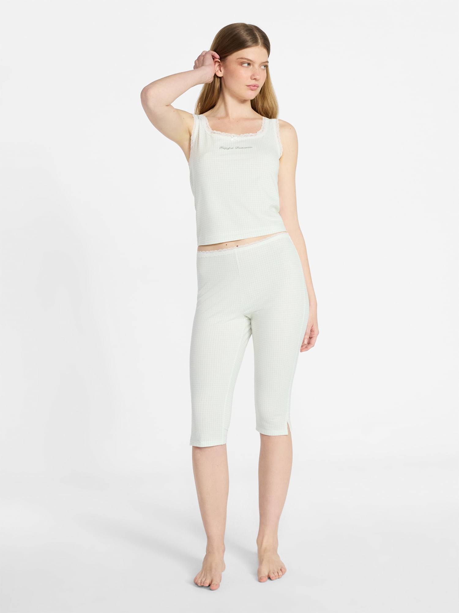 No Boundaries Single Jersey Lace Sleep Tank Top, Women's XXS-3X