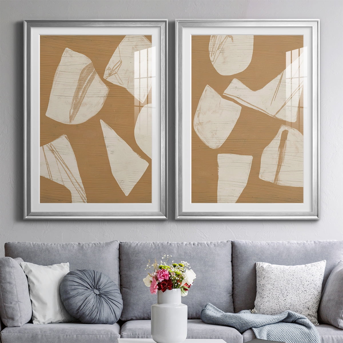 Wexford Home Piecemeal I Premium Framed Print, 18.5" x 24.5" - Ready to Hang, Silver (Set of 2)