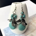 thumbnail image 6 of K-KED Ethnic Style Pine Stone Tibetan Silver Water Droplet Tassel Long Earrings-7, 6 of 9