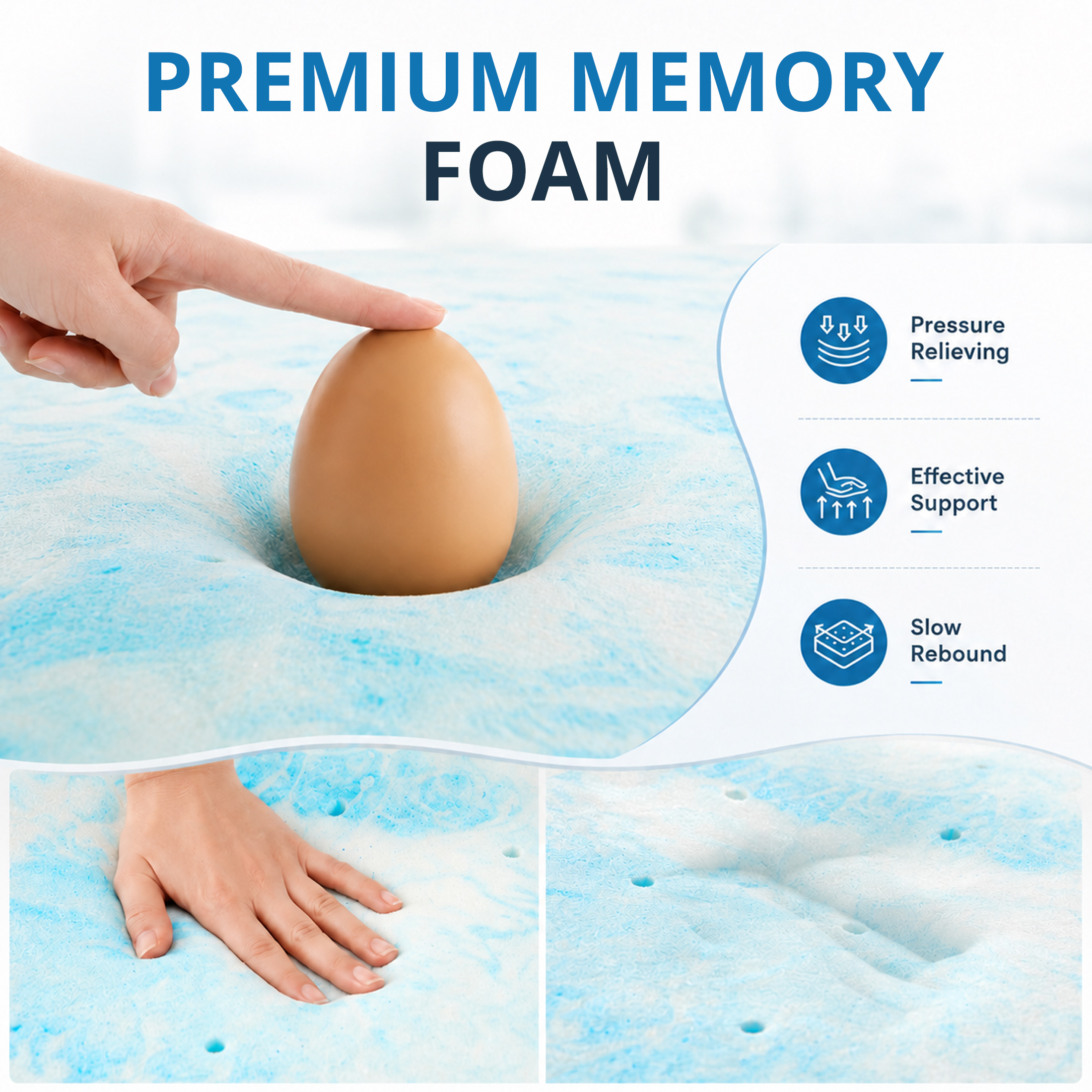 Concetta 3-Inch Twin Memory Foam Mattress Topper with Cooling Gel photo 7