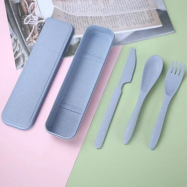 Travel Utensil Set With Storage Case, Wheat Straw Reusable Spoon Knife Forks Tableware, Eco Friendly Nontoxic Portable Cutlery For Travel Picnic Camping Or Daily Use