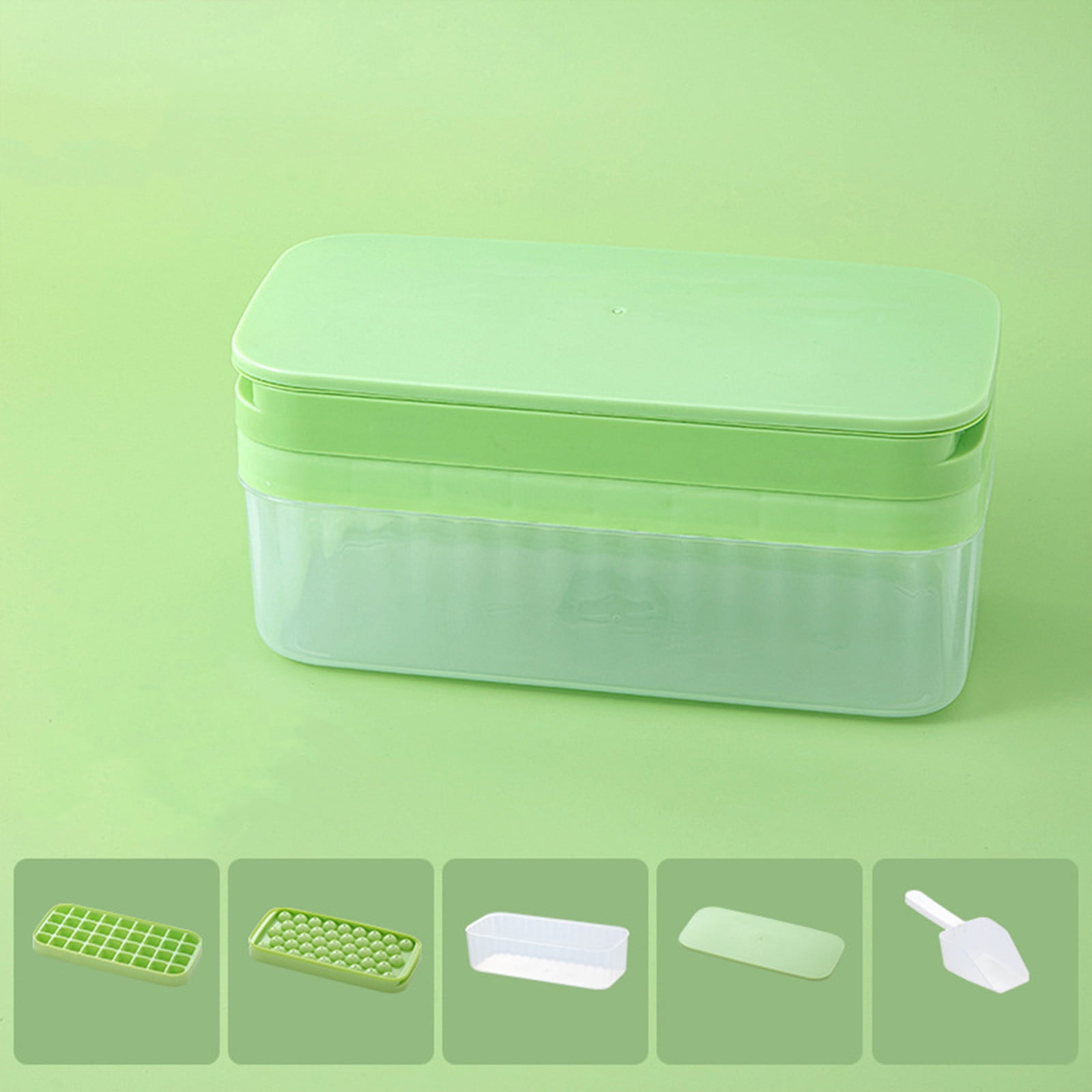 Ice Cube Tray with Lid and Bin, 79 Pcs Ice Cube Mold, Easy Release Ice Tray, Stackable Ice Storage Container Set