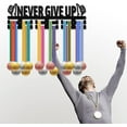 thumbnail image 7 of Never Give Up Medal Holder Sport Medal Hanger Medal Rack Display Wall Rack Mounted Over 30 Medals Wooden for DIY Swimming Bicycle Running Athletes Champions Medalist Black 15.7x5.1Inch, 7 of 7