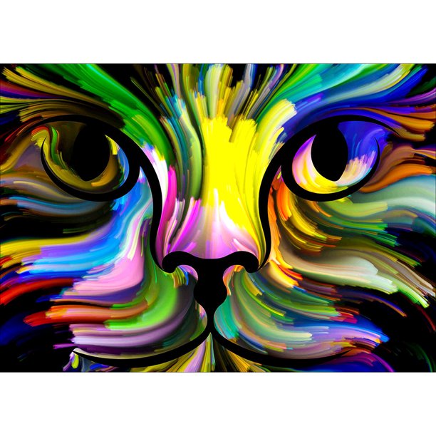 Pintura de diamantes (DB6530) Imagen cuadrada de diamantes de imitación DIY Cara de gato 5D Craft 30x40cm FLhrweasw Nuevo