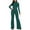 Green, variant on qolati Women's 2023 Long Sleeve Jumpsuit Casual High Waist Wide Leg Side Slit Long Romper Solid Color Bodycon Work Outfits