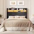 thumbnail image 2 of Amolife Queen Size Bed Frame, Platform Bed with RGB LED Lights & Charging Station, Velvet Wingback Headboard, Easy Assembly, No Box Spring Needed, Black, 2 of 10