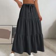 thumbnail image 2 of Loopsun Womens Summer Skirts, Women's Summer Fashion Solid Color Drawstring Pocket Elastic Waist Skirt Black M, 2 of 5
