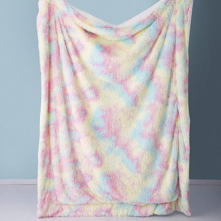 Fuzzy rainbow blanket sale