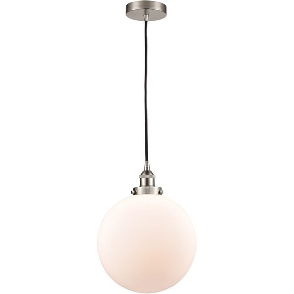 616-1PH-SN-G201-12 Innovations Lighting Beacon - 1 Light Mini Pendant In Industrial Style-15 Inches Tall and 12 Inches Wide-Brushed Satin Nickel