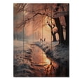 thumbnail image 3 of Designart "Peach Tree on a Frosty Winter Morning II" Winter Landscape Print on Natural Pine Wood, 3 of 5