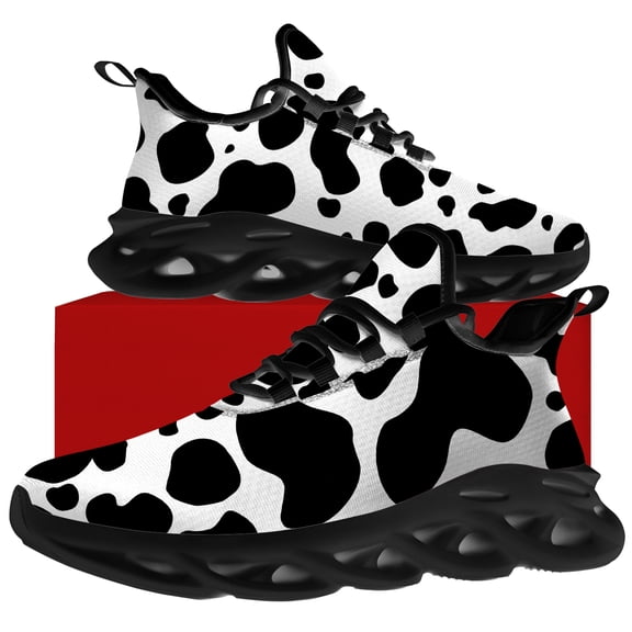 Uminder Womens Tennis Shoes Cow Sneakers Black Shoes Size 9