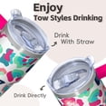 thumbnail image 4 of Leak Proof 20oz Double Wall Insulated Tumbler with Handle, Geometric Stainless Steel Travel Coffee Mug Includes Straw, 4 of 5