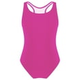 thumbnail image 3 of renvena Kids Girls Solid Color One Piece Swimsuit Racer Back Sporty Swimwear Beach Sport Bathing Suit Rose 12, 3 of 6