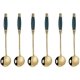 thumbnail image 1 of Cucharas clásicas de acero inoxidable con mango de cerámica, de porcelana, paquete de 6, redondas, de color verde y dorado., 1 of 5