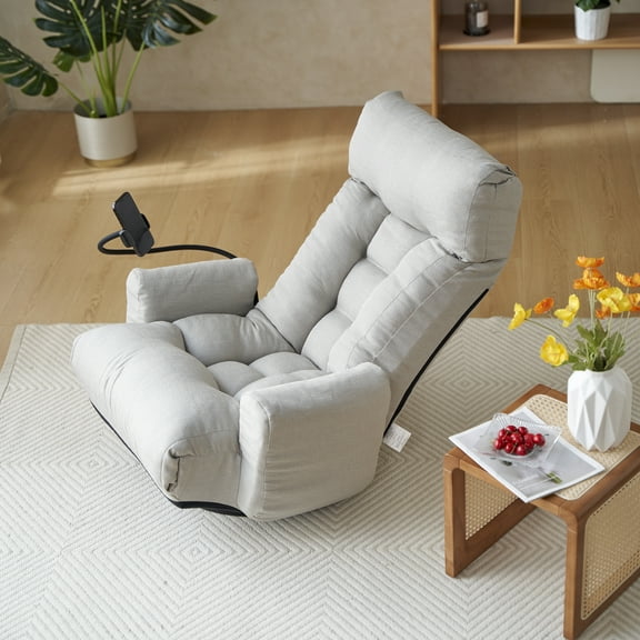 Oufan 360 Degree Swivel Recliner Chair, Lounge Sofa Chair with Side Pocket & Phone Holder, Rocker Armchair, Game Chair for Living Room, Bedroom