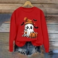 thumbnail image 2 of VKOYWKM Women's Halloween Graphic Sweatshirt Oversized Ghost Graphic Sweatshirts Crew Neck Pullover Long Sleeve Fall Party Tops Halloween Sweatshirts, 2 of 6