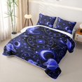 thumbnail image 3 of Manfei Neon Astrology Moon Stars Quilt King,Celestial Ringed Planets King Coverlet Set,Black Reversible,3-Piece,1 Bedspread and 2 Pillowcases, 3 of 7