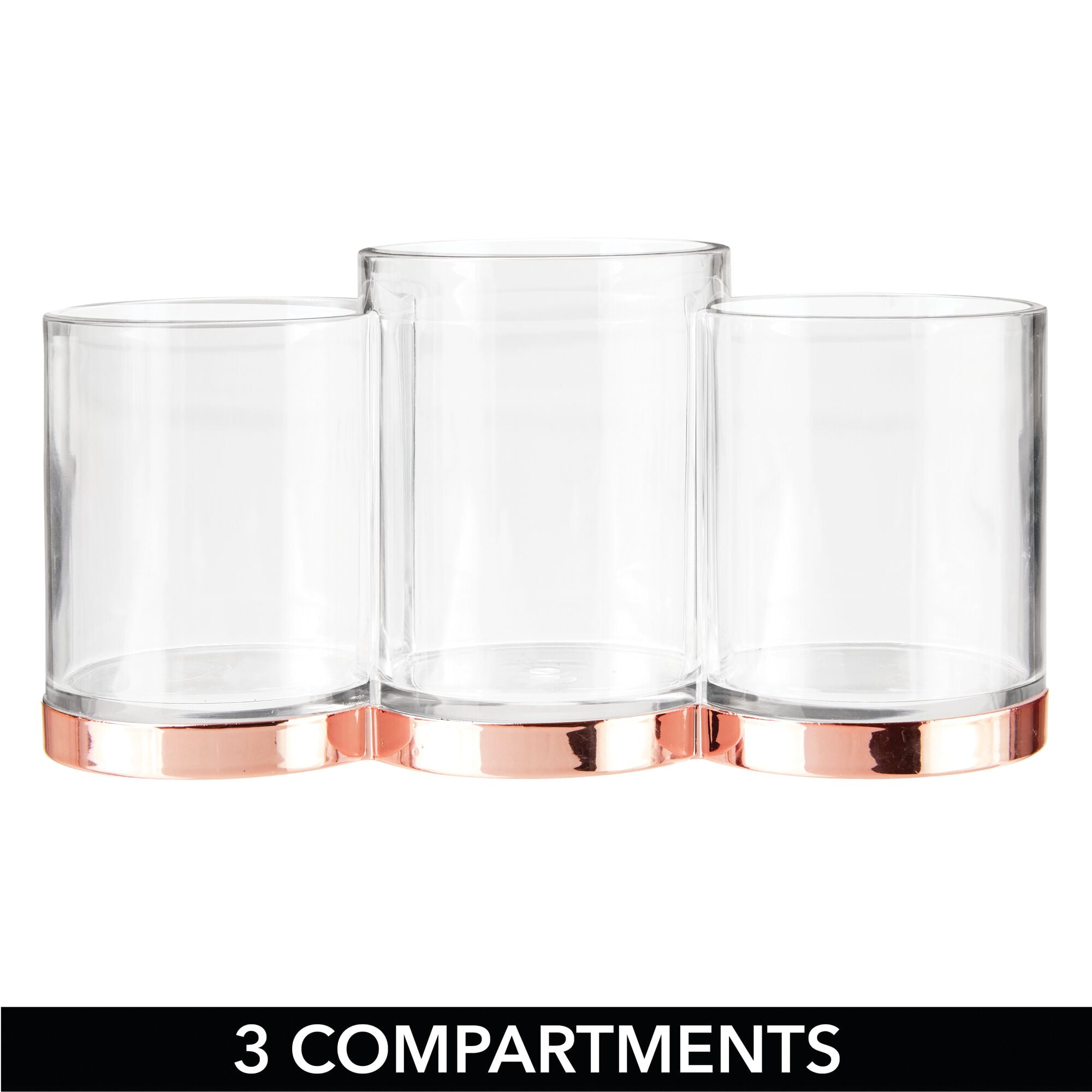 Home Collection 3 Sectioned Clear Plastic Vanity Organizers,  2.875x5.5x4.125-in.