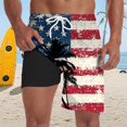 thumbnail image 2 of YANGXINX Men's Swim Trunks with Compression Liner Fashion Summer USA Flag Prints Beach Shorts Drawstring Elastic Waist Bathing Suits Swimwear, 2 of 5