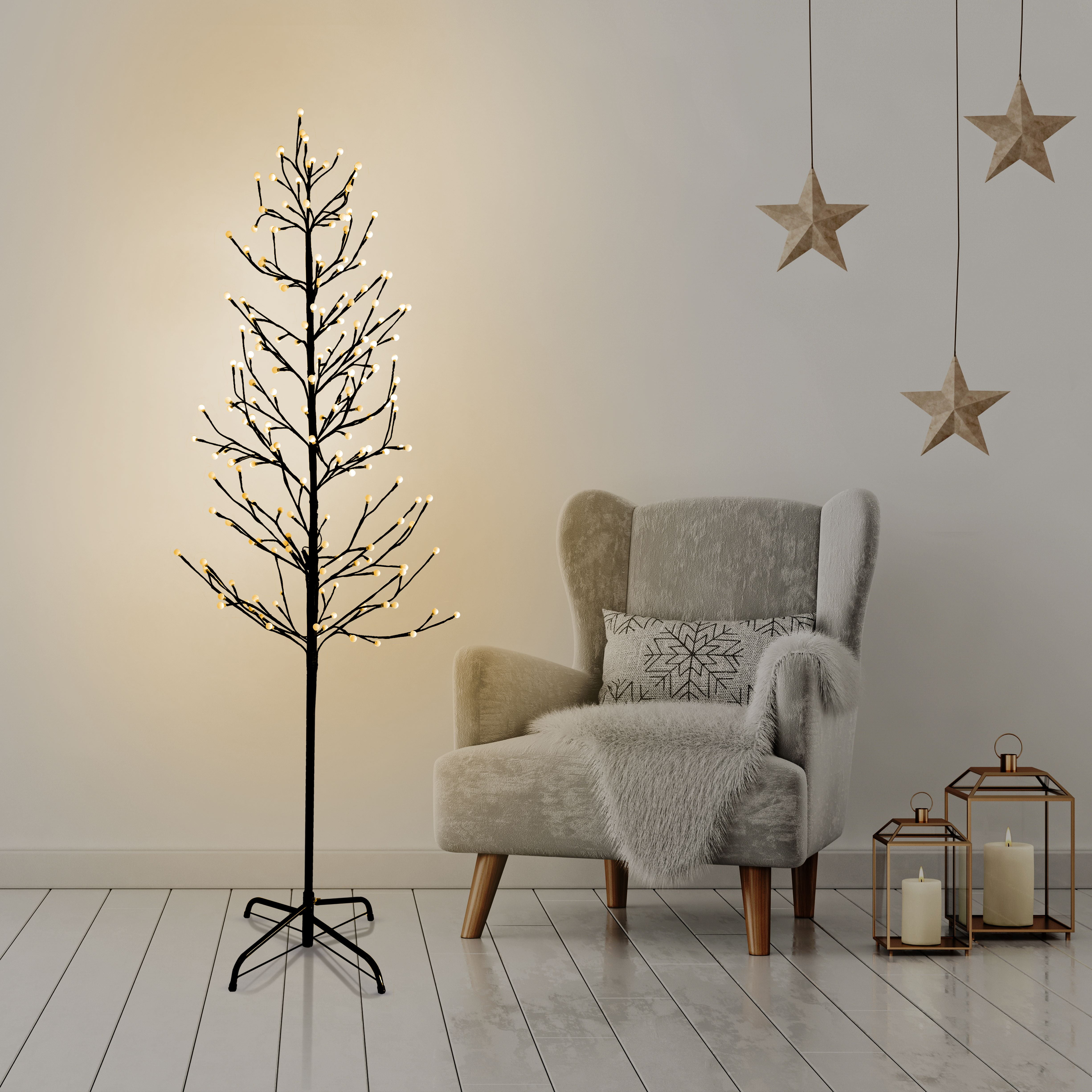 Holiday Time Arbre à Brindilles 6PI avec 200 DEL, Blanc Chaud/ Blanc Froid