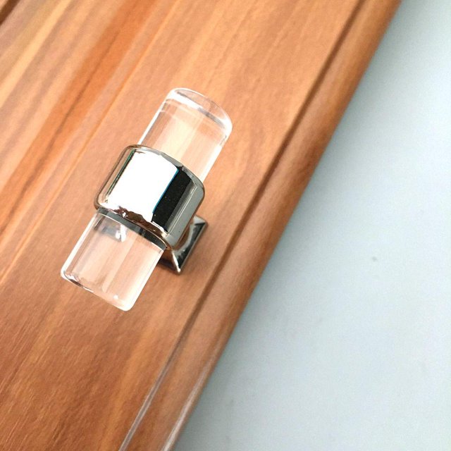 Cristal de Cristal pequeña sala Perilla Cajón Tire Bar Puerta Puerta Perillas Puerta de Armario Accesorios para pequeña sala de Cocina Gancho acrílico Stick D14xL40xH38cm Soledad Perilla del tirador del gabinete