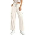 thumbnail image 4 of DHFJKG Womens Corduroy Pants High Waisted Elastic Drawstring Cargo Loose Fit Wide Leg Joggers Pants With Pockets Stylish Trousers, 4 of 5