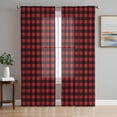thumbnail image 2 of Sheer Curtains 84 inches Long 2 Panels Set Rustic Red Black Buffalo Check Plaid Pattern Light Filtering Sheer Drapes Rod Pocket Window Curtains for Living Room/Bedroom, Christmas, 2 of 8