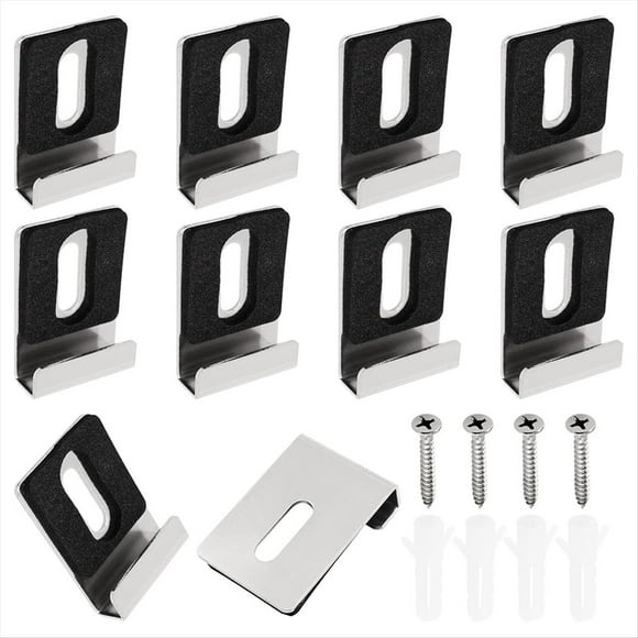 10pcs Heavy Duty Mirror Hanging Kit, Heavy Mirror Mounting Hardware Mirror Clips for Wall Mounting, Single Hole Silver