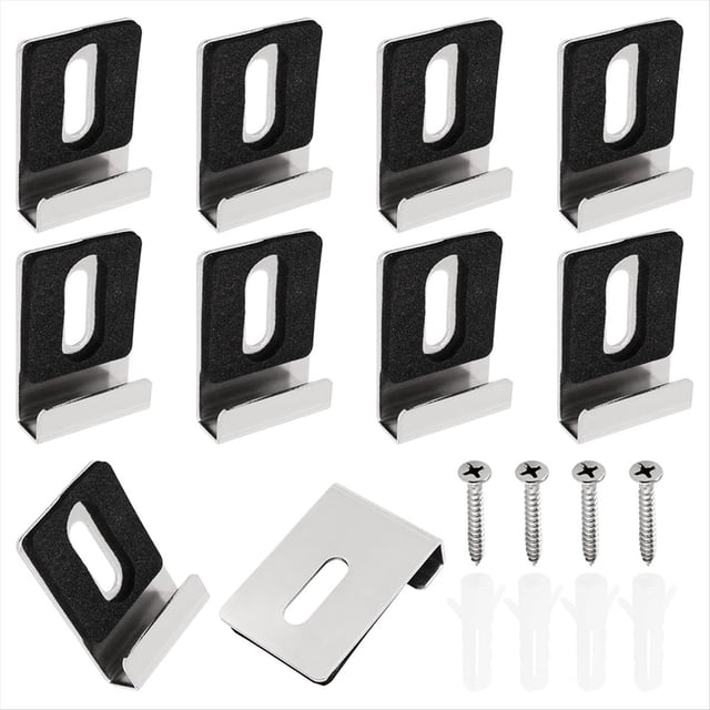 Kit Colgante de Espejo Resistente 10 Piezas, Clips Hardware Montaje Pesado para en Pared, Agujero Único Plata