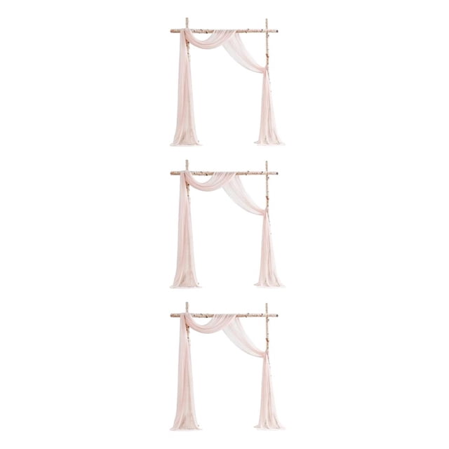 Baohd Wedding Arch Draping Fabric Wedding Decor With Easy Care Wedding Arch Drapes Polyester Wedding Valance Durable And Soft shell pink 3Set