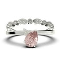thumbnail image 1 of Gorgeous Minimalist 1.65 Carat Pear Cut Classic Morganite And Diamond Moissanite Engagement Ring, Wedding Ring, One Matching Band in 925 Sterling Silver With 18k White Gold Plating, Gift For Her, 1 of 3