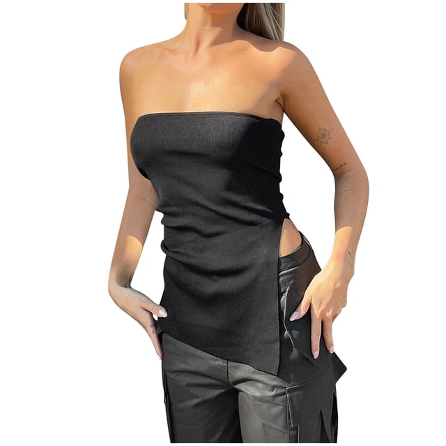 Birdeem Fashion Womens Split High Elastic Wool Fabric Slim Sexy Bra Top
